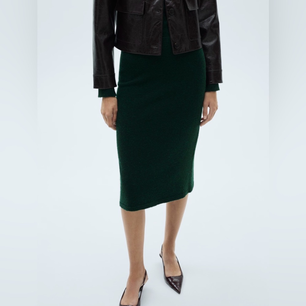 Mango Green Midi Skirt
